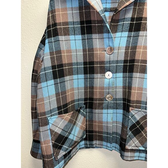 Vintage Pendleton Blazer 3 Button Up Wool Blue Black Long Sleeve Shirt 70s Large - Picture 4 of 13